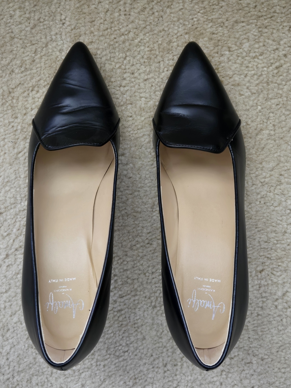 Amalfi Black Pointed Leather Heels